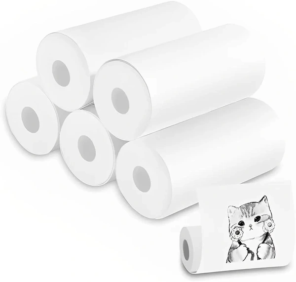 Thermal Printer Paper Roll 5 PCS White Self-Adhesive Thermal Printing Paper Printer Sticker Paper for Mini Thermal Printer  ( COD Available )