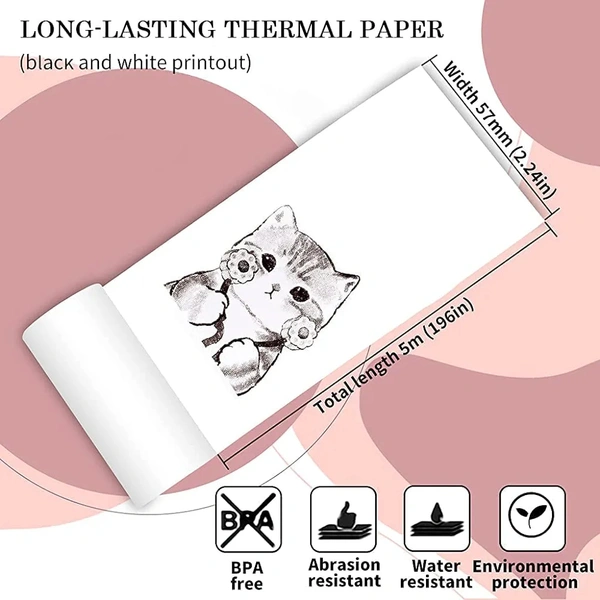 Thermal Printer Paper Roll 5 PCS White Self-Adhesive Thermal Printing Paper Printer Sticker Paper for Mini Thermal Printer  ( COD Available )