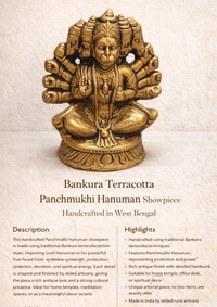 Bankura Terracotta Panchmukhi Hanuman Showpiece