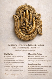 Bankura Terracotta Ganesh Hamsa Hand Wall Hanging Showpiece