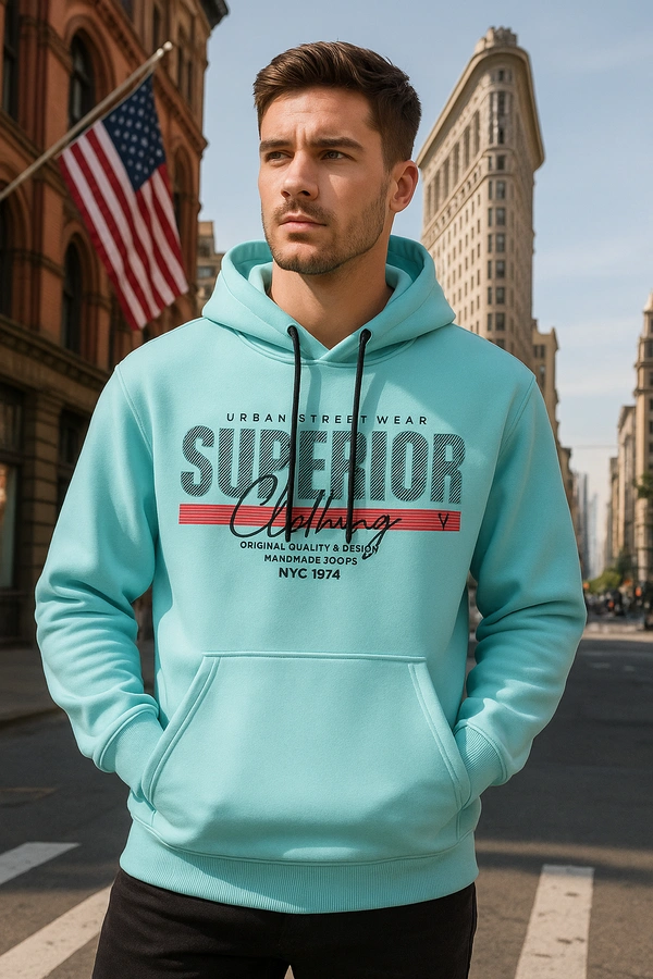 Graphic Fleece Hooded Sweatshirt – Winter Essential for Men & Women - L