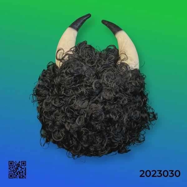 Black Curly Hair Wig - With Sins/Horn