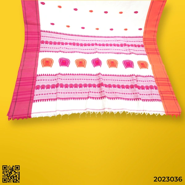 Assam Khadi Jamdani Saree - White