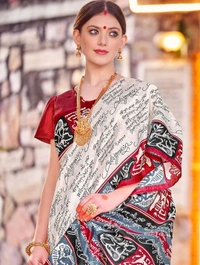 Women's Bhagalpuri Silk Ethnic Motif Printed Saree