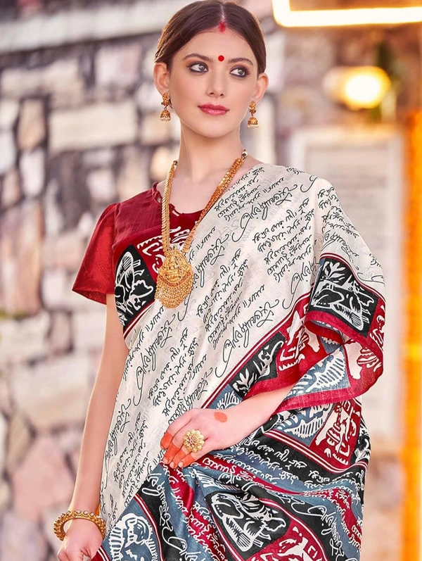 Women's Bhagalpuri Silk Ethnic Motif Printed Saree