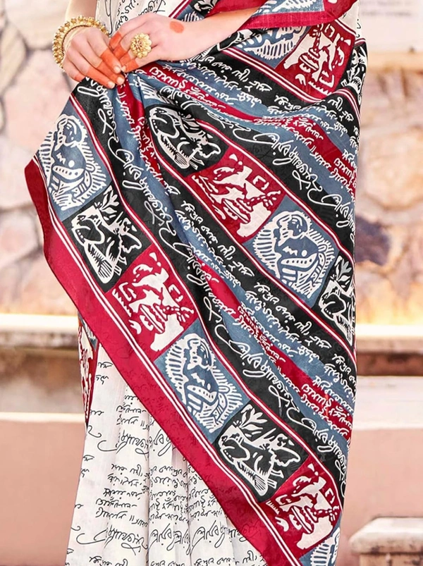 Women's Bhagalpuri Silk Ethnic Motif Printed Saree