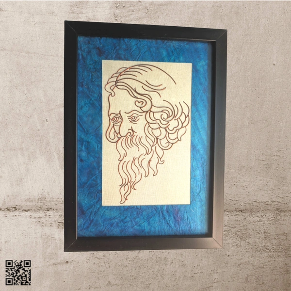 Rabindra Nath Tagore photo frame copper wire art wall hanging - 26cm*18.5cm