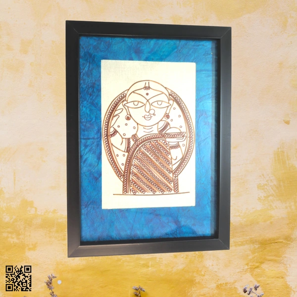 Bengali Women photo frame copper wire art wall hanging