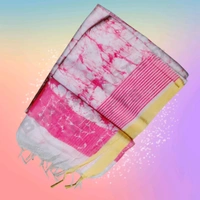Batik Cotton Silk Saree With Golden Small Border - Pink