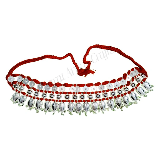Kamar Patti (waist belt) for Odissi Dance  (White Metal) - Hip Chain for Classical Performances
