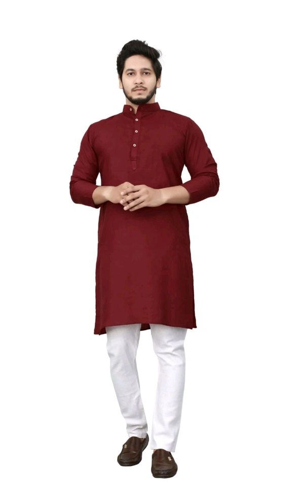 PLAIN MAROON KURTA FOR MEN - XXL
