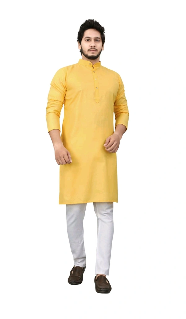 PLAIN YELLOW KURTA FOR MEN - XXL