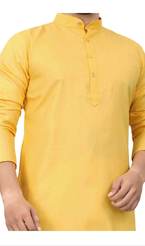 PLAIN YELLOW KURTA FOR MEN - XXL