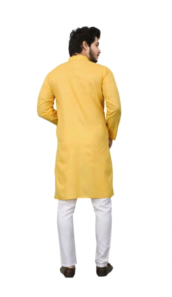 PLAIN YELLOW KURTA FOR MEN - XXL