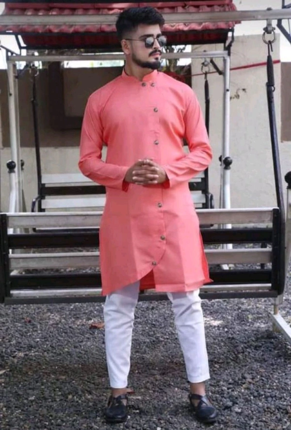 Cross Botton Gajri Colour Kurta  - 36