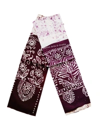 White & Violet Batik Printed Pure Cotton Uttorio