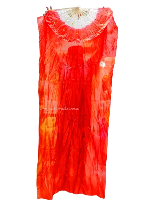 Hand Made Colorful Floral Pattern Hand Held Foldable Japanese Silk Bamboo Fan with Fabric for Dance Performance or Decoration (Red)