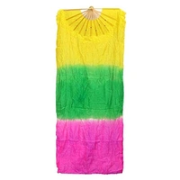 Hand Made Colorful Floral Pattern Hand Held Foldable Japanese Silk Bamboo Fan with Fabric for Dance Performance or Decoration (Multicolour)