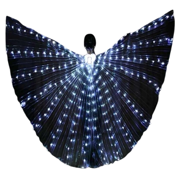 LED Belly Dance Wings – Colorful Butterfly Wings with Telescopic Stick for Performance Clothing, Carnival, Stage, Halloween Christmas Party