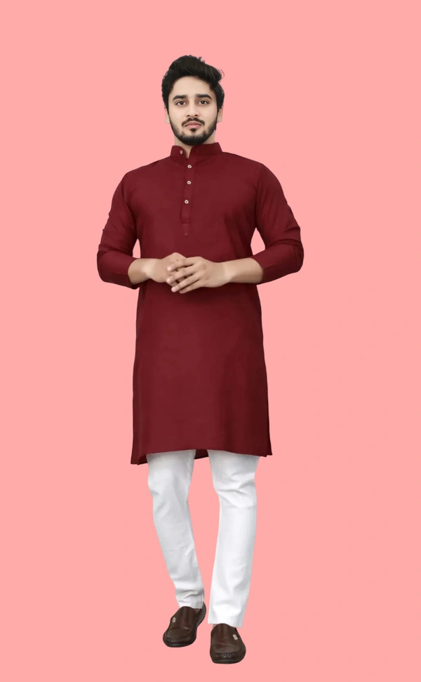 PLAIN MAROON KURTA FOR MEN