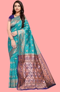 Rapair Jaquard Silk Saree With Un Stitched Blouse
