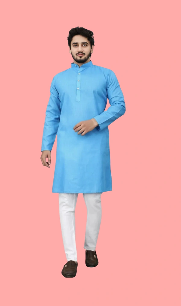 PLAIN BLUE KURTA FOR MEN
