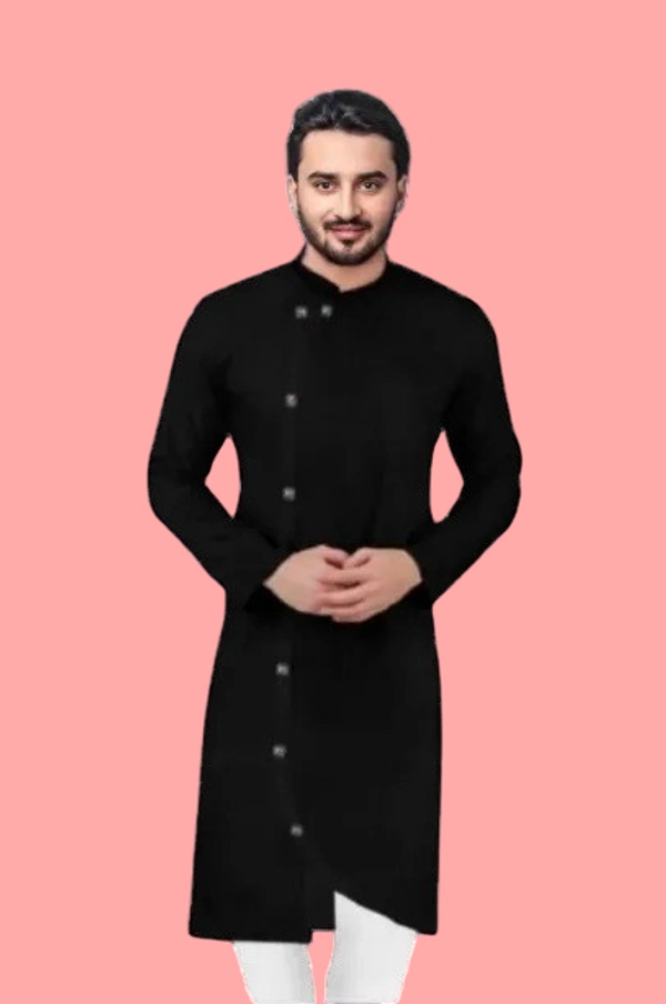 Cross Botton Black Colour Kurta