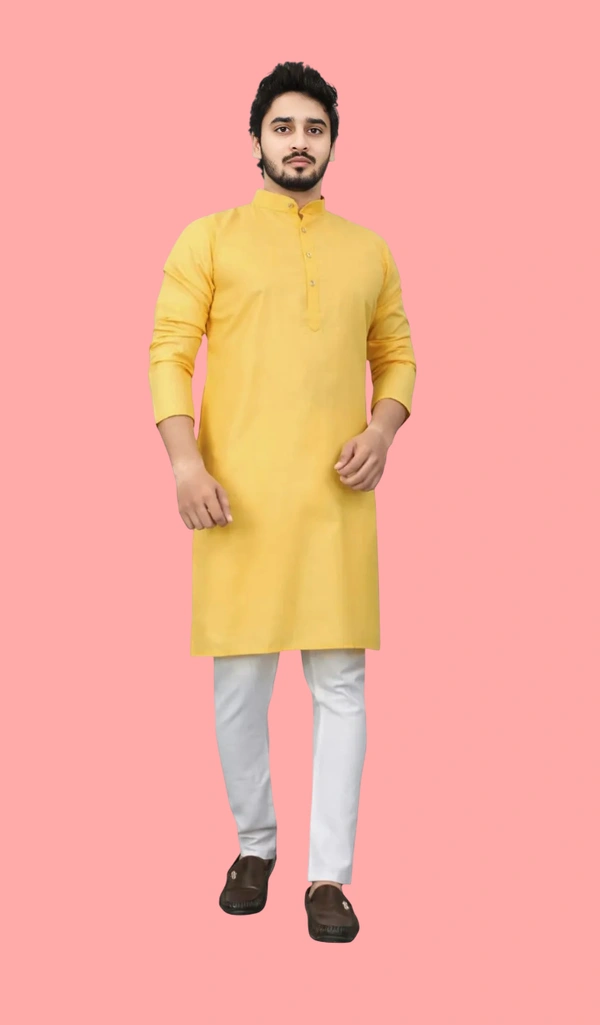 PLAIN YELLOW KURTA FOR MEN