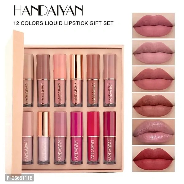 12 Colors Liquid Lipstick Set Matte Lip Gloss, Velvet Lip Gloss -HANDAIYAN