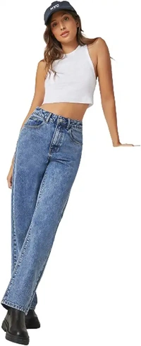 KOTTY Women High Rise Cotton Lycra Blend Ankle Length Jeans - 28