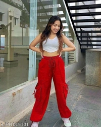 MEESHO  Stylish Fashionable Women Trousers - 32, Red