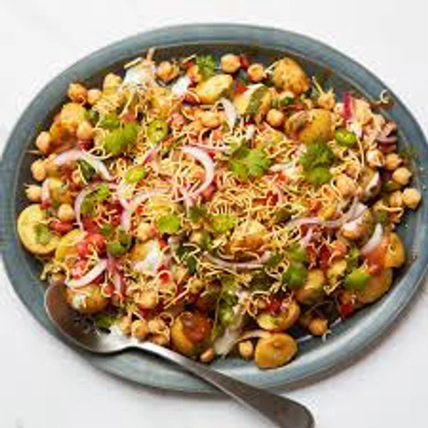 chat , pani puri , batase,and matar ,tikiya - Chaat (चाट - आलू टिक्की)