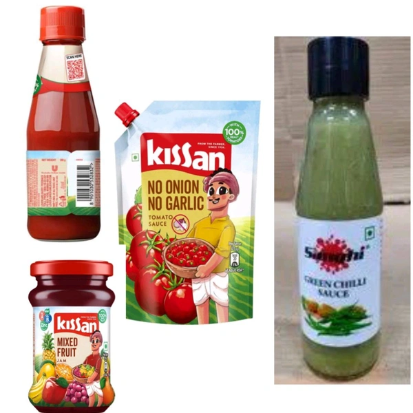 Tomato sos, chilli sauce, kechup and jam - demo product not to sell