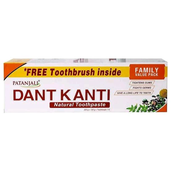 manjan aur brush ( toothpaste and brush) - पतंजलि दंतकांति मंजन large