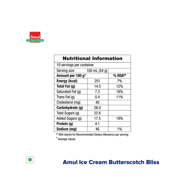 Cakes, Ice creams, pastie - Amul butterskotch 1L