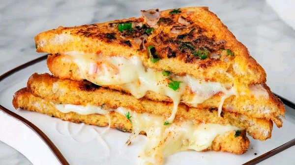 Burger Pizza and sandwich  - cheese masala sandwich