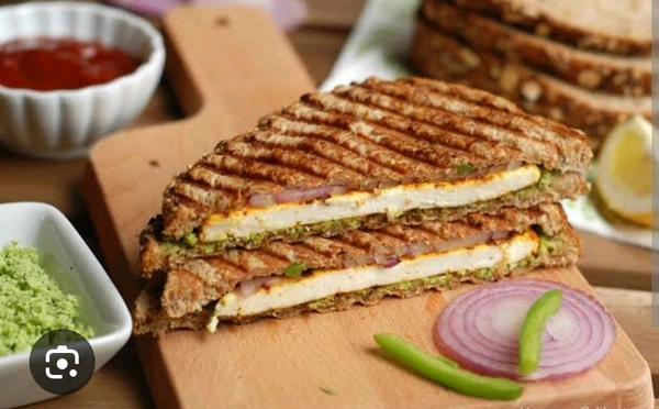 Burger Pizza and sandwich  - paneer sandwich