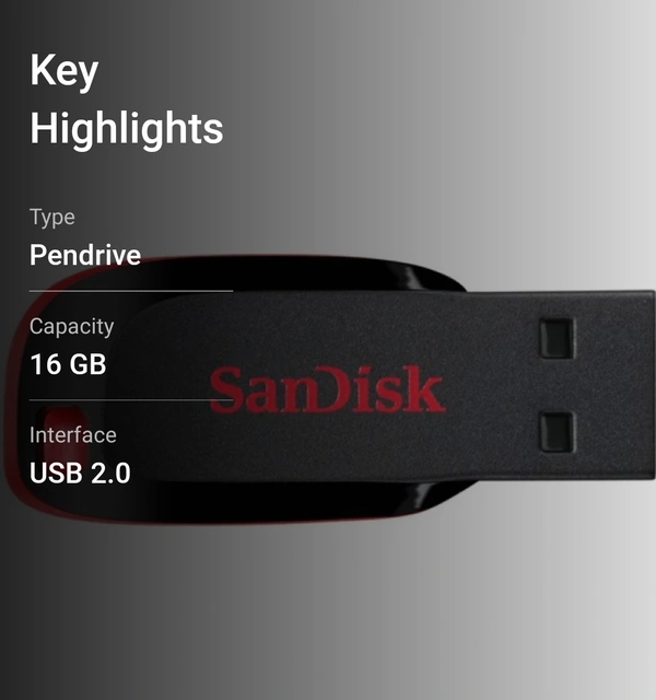 SanDisk 16GB 2.0 Pendrive (OG) - Black