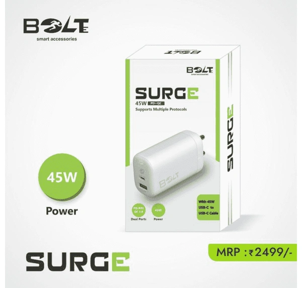 BOLTE BTC-45 45W QC & PD Charger (Type-C) - White