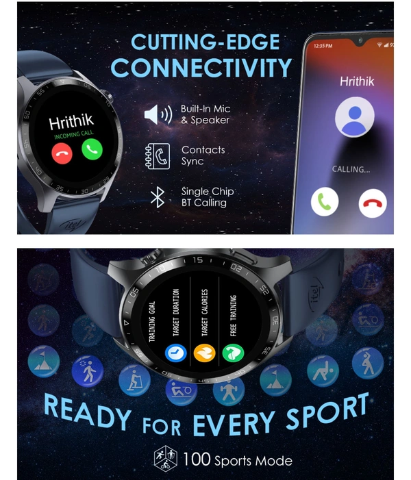 ITEL itel ISW-42 Round Bluetooth Calling Smartwatch  - Black