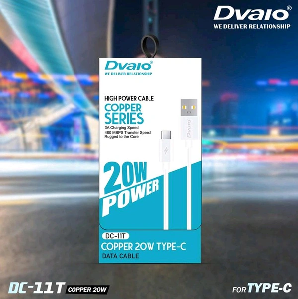 Dvaio DC-11T 20W TYPE - C CABLE (FULL COPPER WIRE) - White