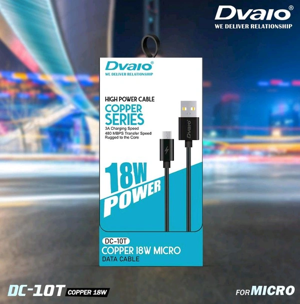 Dvaio DC-10T 18W MICRO USB CABLE (FULL COPPER WIRE)
