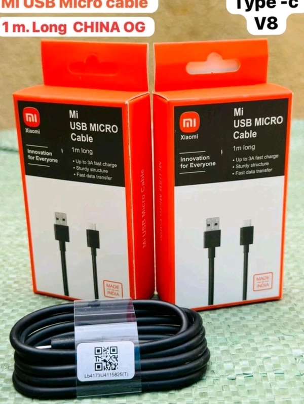 MI (XIAOMI) Mi Og USB to Micro V-8 Cable Box Packing Best Quality - Black