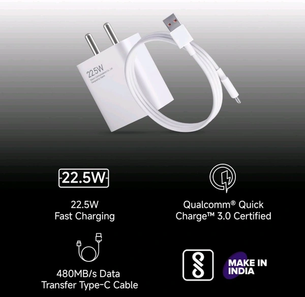 MI (XIAOMI) MI Xiaomi 22.5W Fast Charger with USB-C Cable - White
