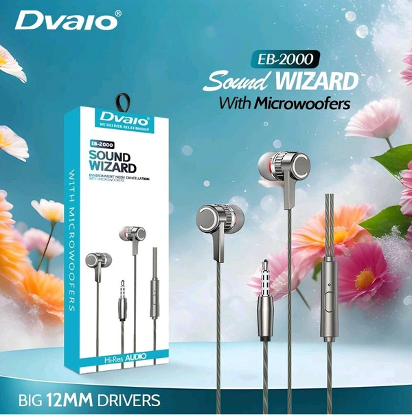 Dvaio EB -2000 EARPHONE (12MM DRIVERS) Audio Bliss - Gray