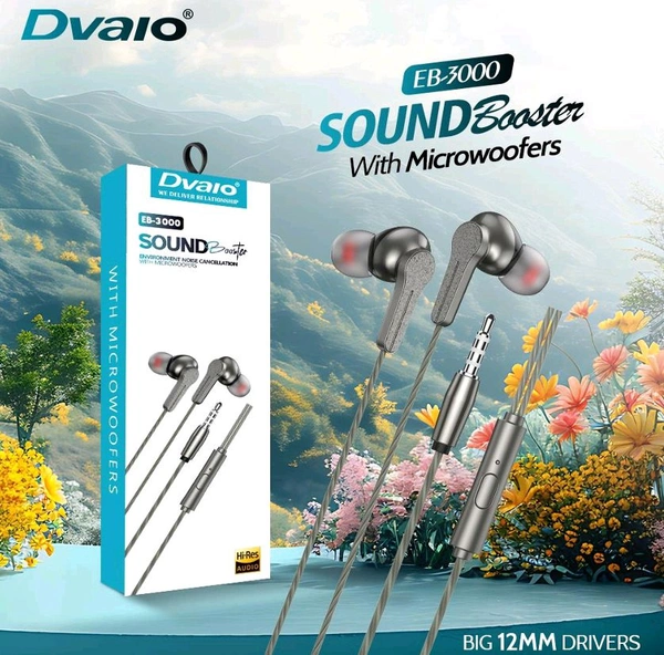 Dvaio EB -3000 EARPHONE (12MM DRIVERS) Audio Bliss - Gray