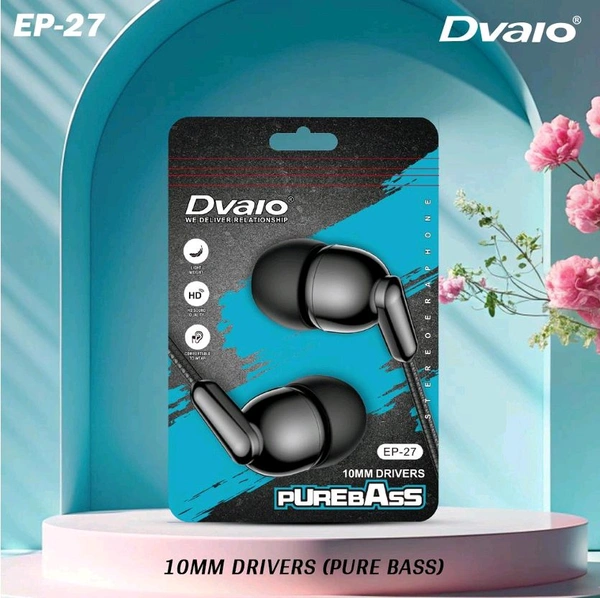 Dvaio EP-27 Pouch Earphone (With Mic) Set Of 20 Units  - Black