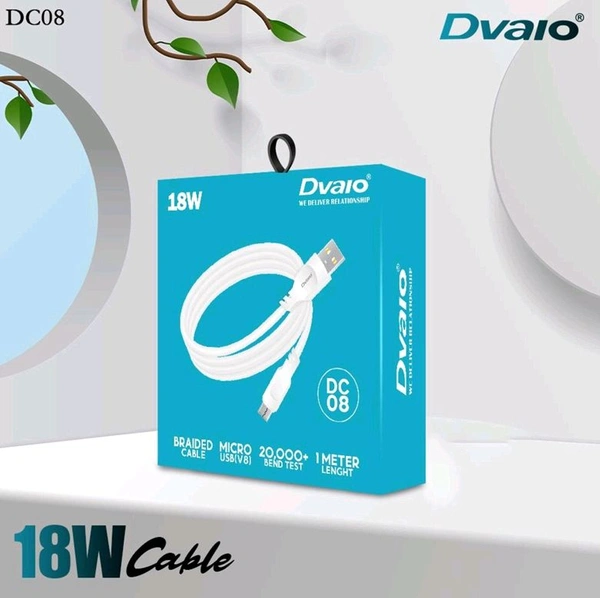 Dvaio DC-08 18W V8 CABLE (FULL COPPER WIRE) - White