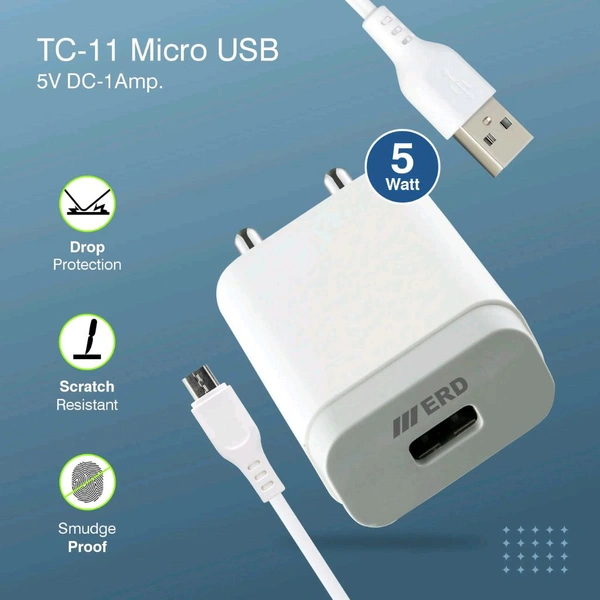 ERD TC-11 Charger With Micro USB Cable 5V/1Amp - White