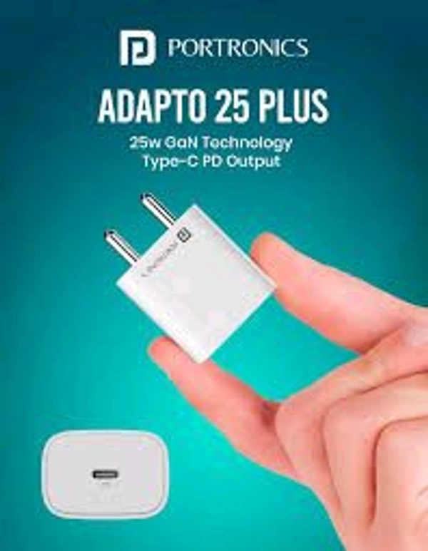 PORTRONICS Adapto 25 Plus 25W Type C PD Superfast Slim Mobile Charging Adaptor,GaN Technology